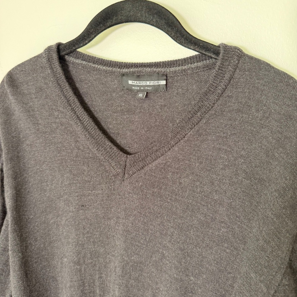 Merino Wool Made in Italy Mens Sweater (XL) Extra Fine Knit Gray Mens Layering - Picture 4 of 12